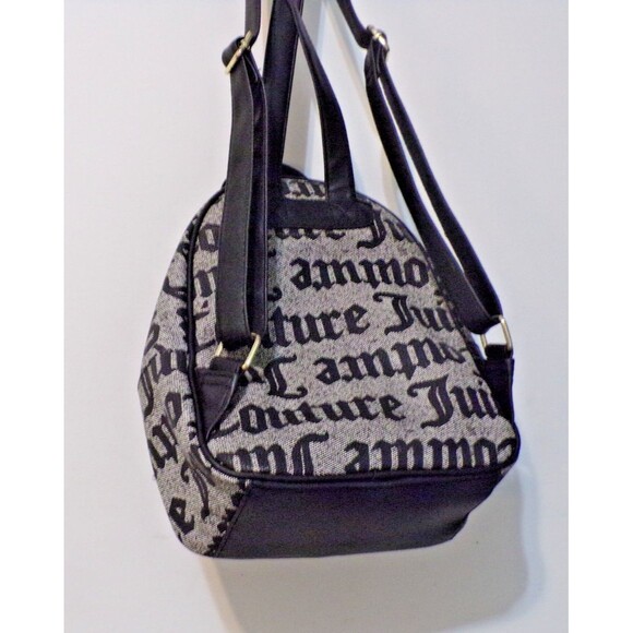 Juicy Couture Backpack Purse Black Gray Logo Bag Chain w/Heart AOP Y2K Style - Picture 2 of 6